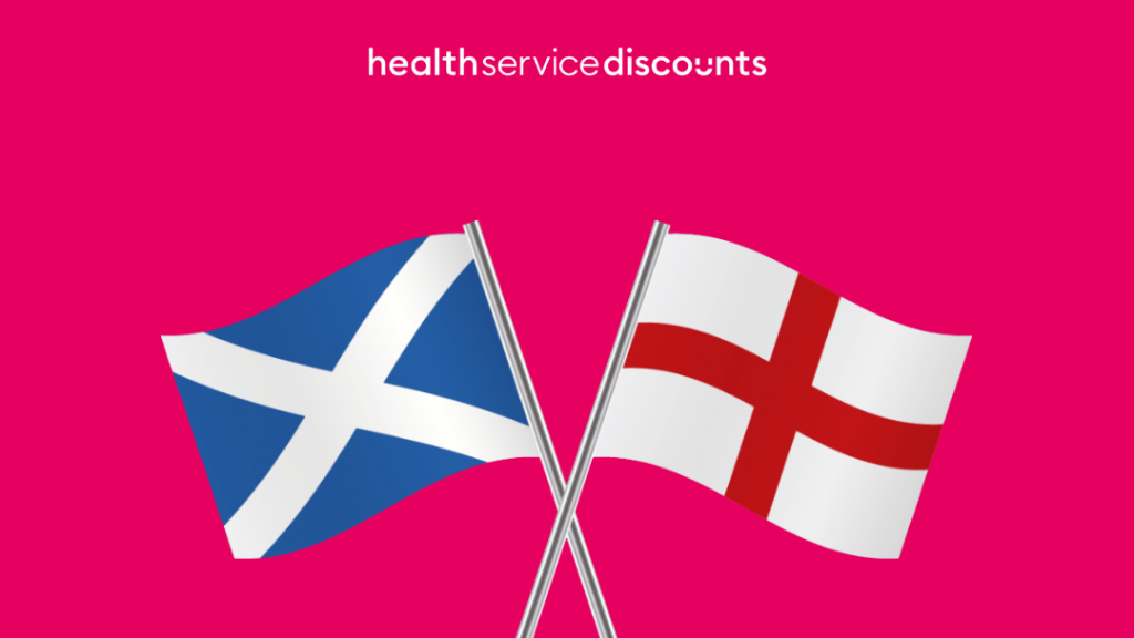 Two crossing cartoon flags for Scotland and England