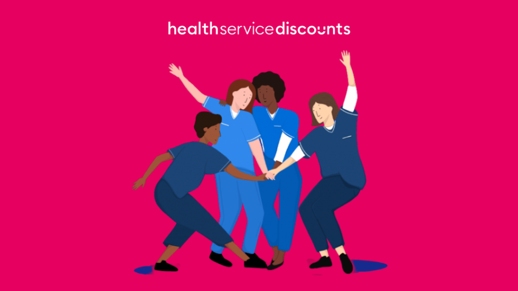 Health worker illustration, group cheer