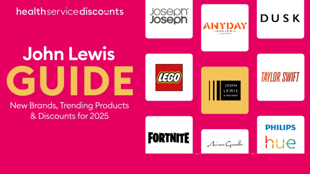 "John Lewis Guide" with logos from LEGO to FORTNITE